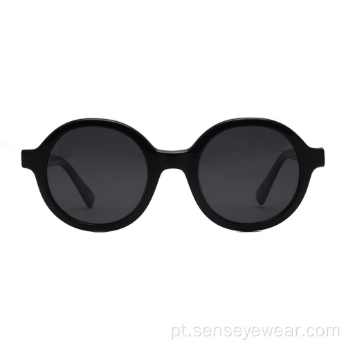 LOGOTO UNISSISEX UV400 Óculos de sol de acetato polarizado redondo